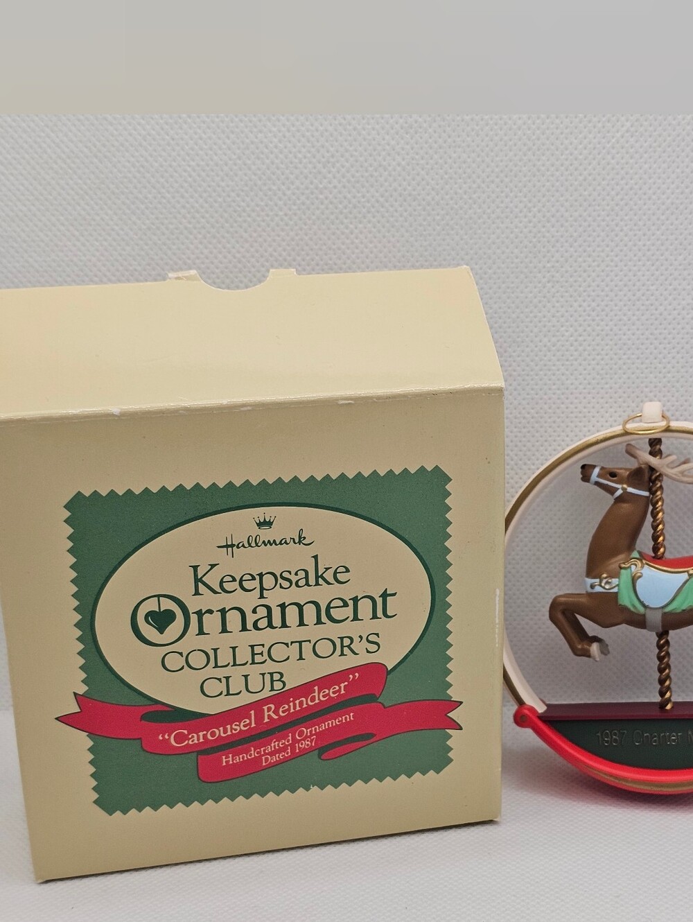 Hallmark 1987 CAROUSEL REINDEER  Ornament COLLECTOR'S CLUB Christmas limited Box